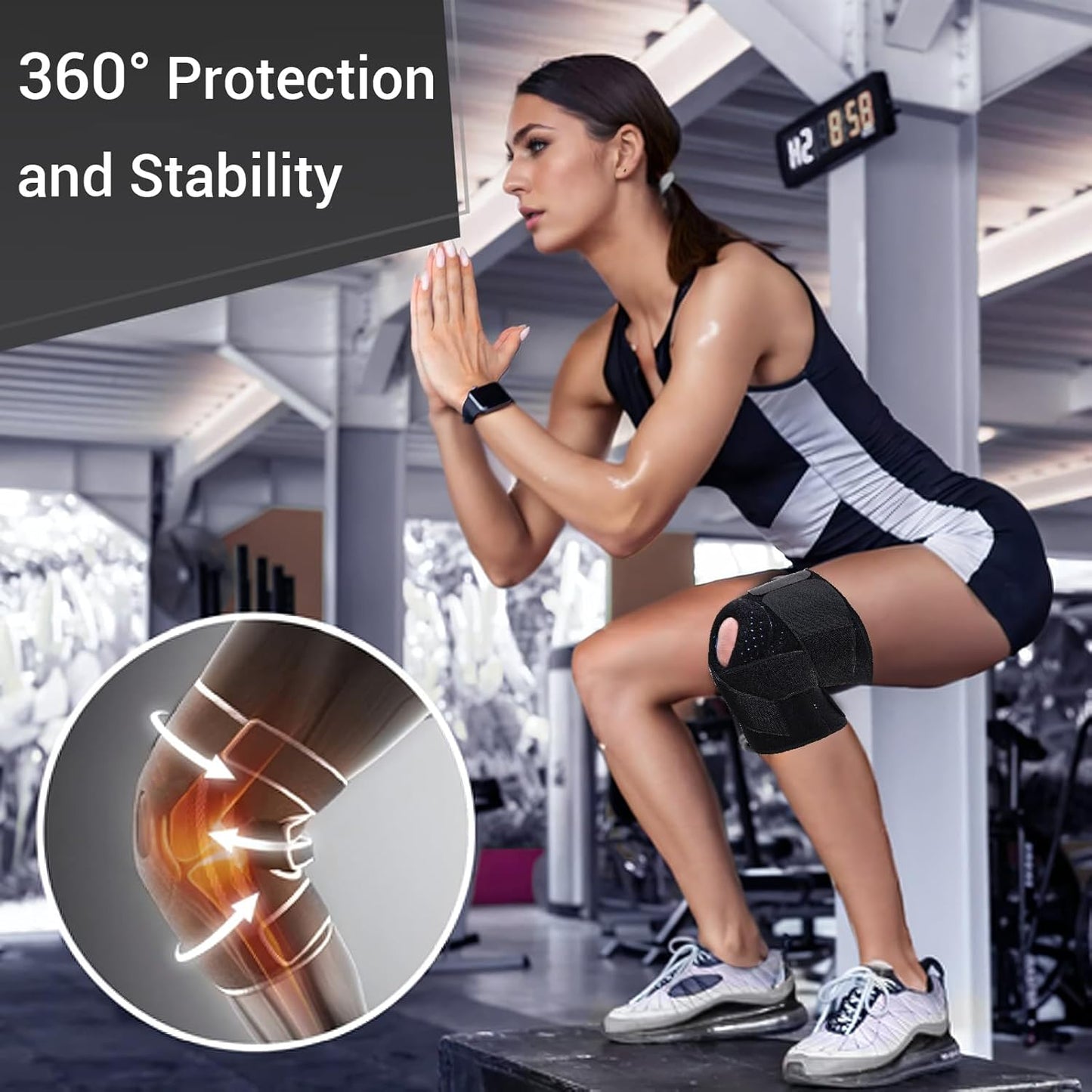 Adjustable Knee Support Brace, Knee Brace Support ,Knee band, Open Patella Stabilizer Relieves Arthritis, Meniscus Tear, Joint Pain, ACL, MCL, Injury Recovery